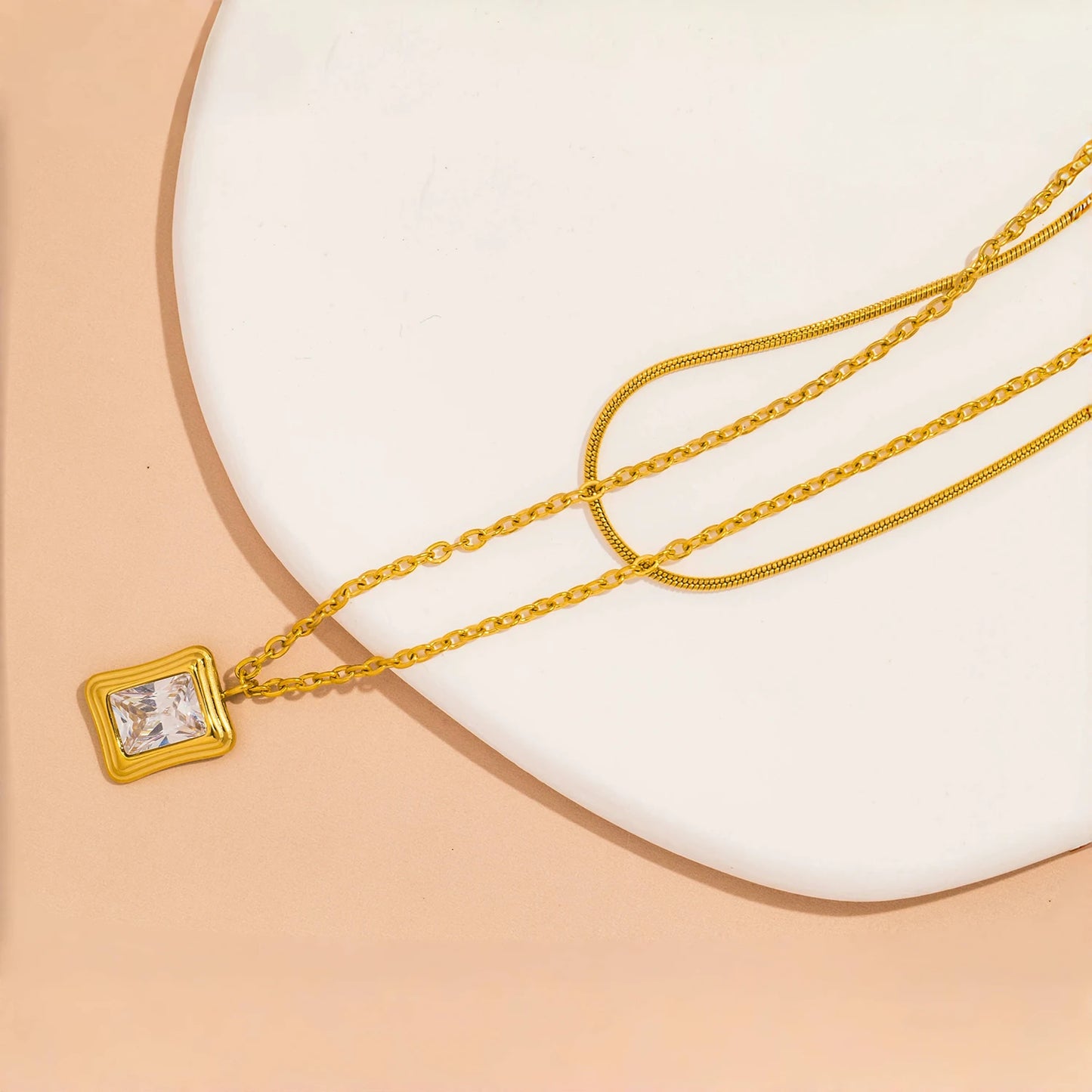 Zirconia Pendant Necklace - Accessory