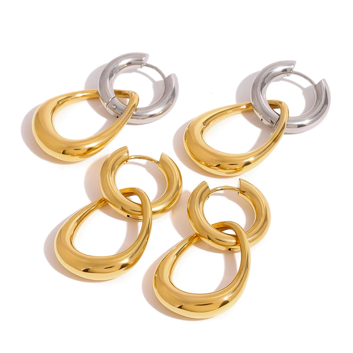 Gold Silver Circular Earrings - Accessory