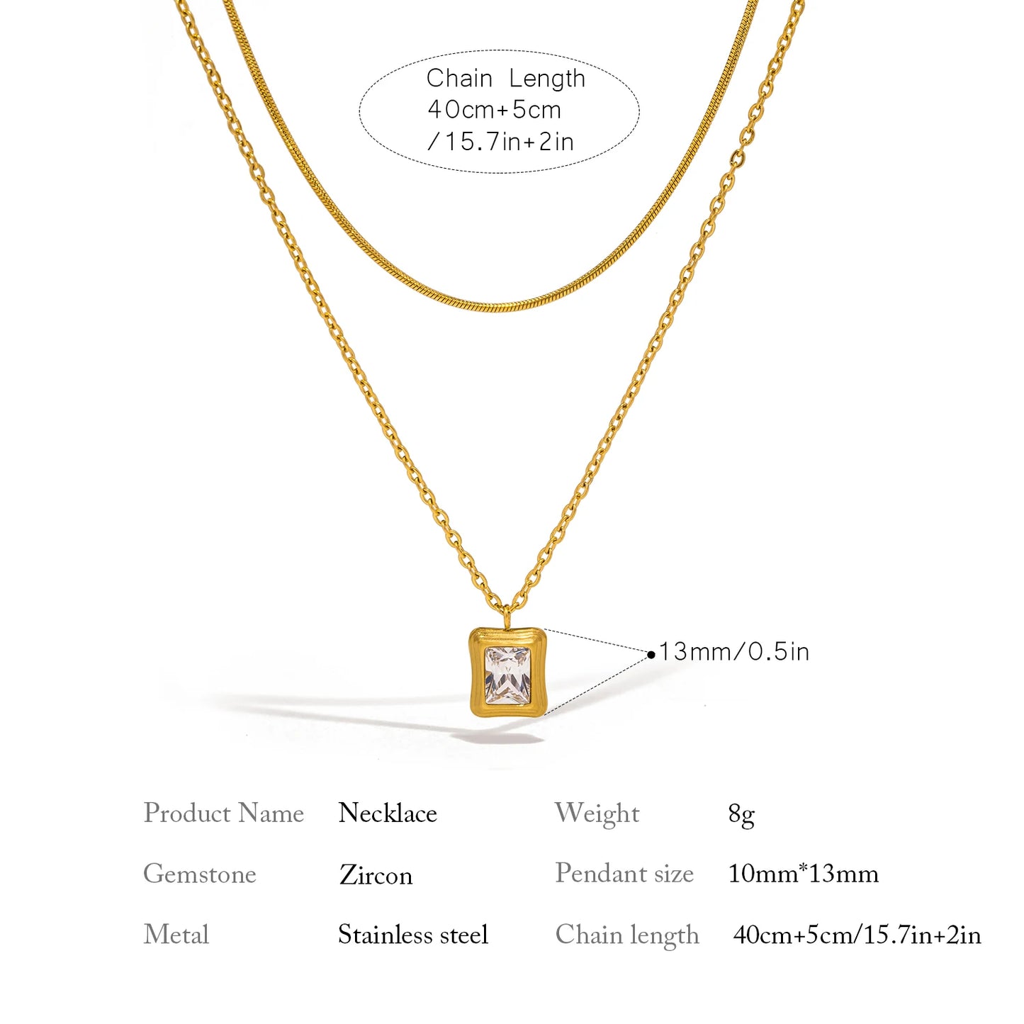 Zirconia Pendant Necklace - Accessory