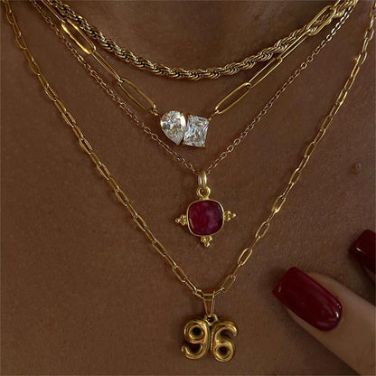Pear shaped Square Zircon Necklace - Accessory 