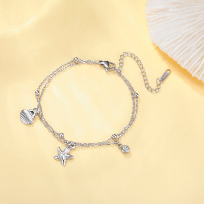 Cazador Starfish Seashell Charms Bracelet