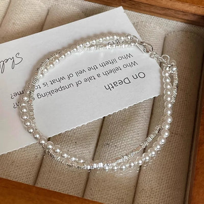 Double Layer Pearl Bracelet - 925 Silver
