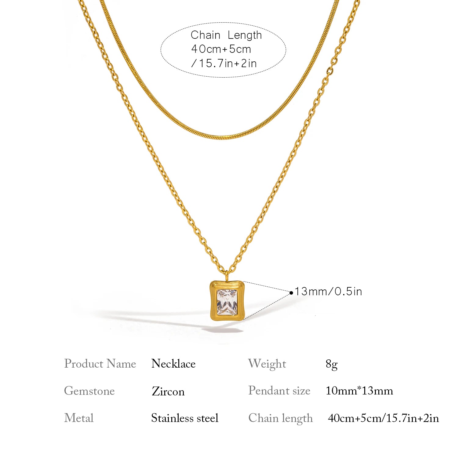 Zirconia Pendant Necklace - Accessory 