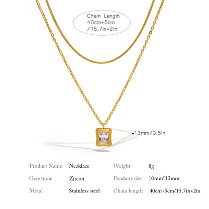 Zirconia Pendant Necklace - Accessory 