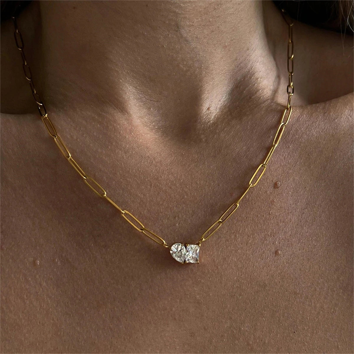 Pear shaped Square Zircon Necklace - Accessory 