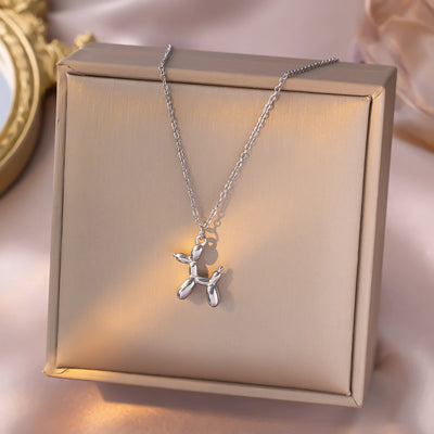 Balloon Dog Pendant Necklace - Stainless Steel