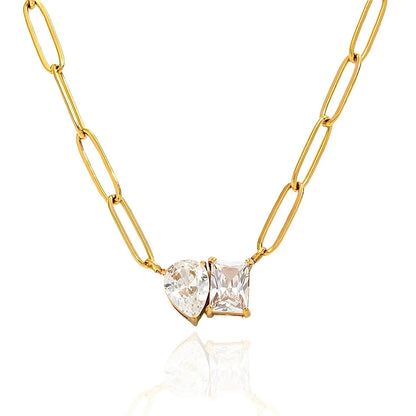 Pear shaped Square Zircon Necklace - Accessory 