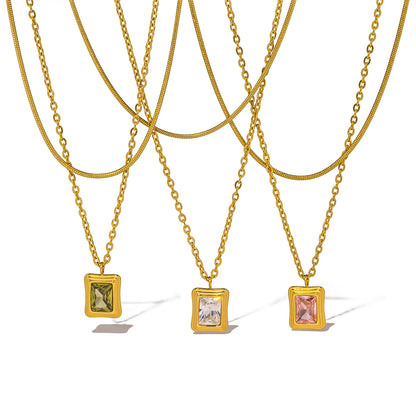 Zirconia Pendant Necklace - Accessory 