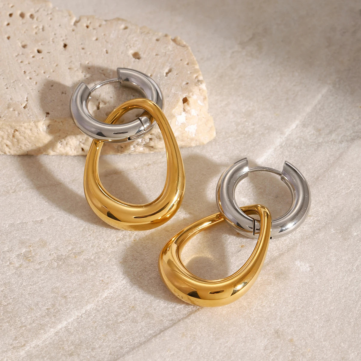 Gold Silver Circular Earrings - Accessory 