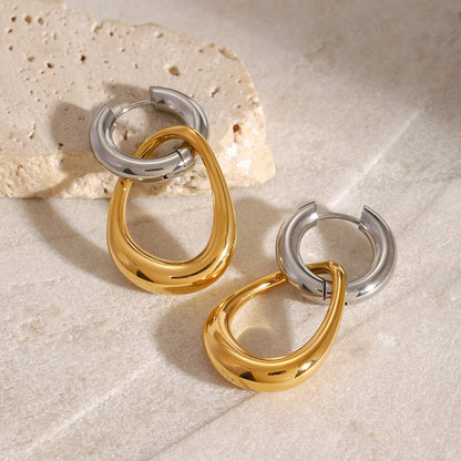 Gold Silver Circular Earrings - Accessory 