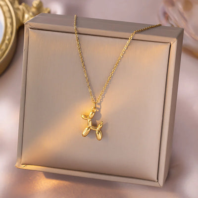 Balloon Dog Pendant Necklace - Stainless Steel