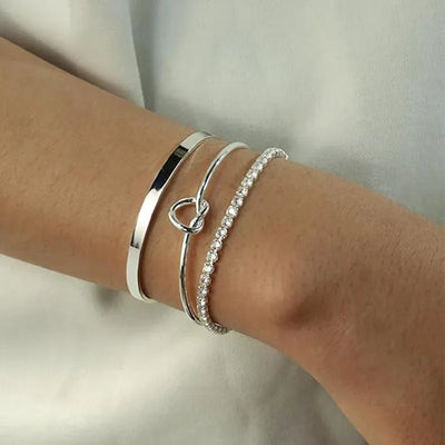 3pcs Stainless Steel Stack Cuff Bracelets