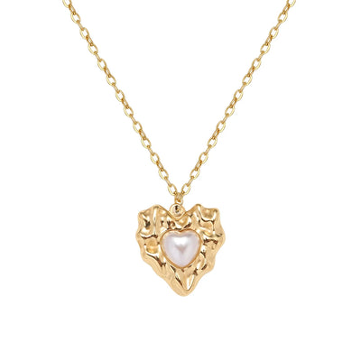 18K Gold Plated Pearl Heart Pendant Necklace