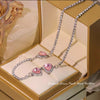 Sweet Pink Heart Zircon Choker Necklace