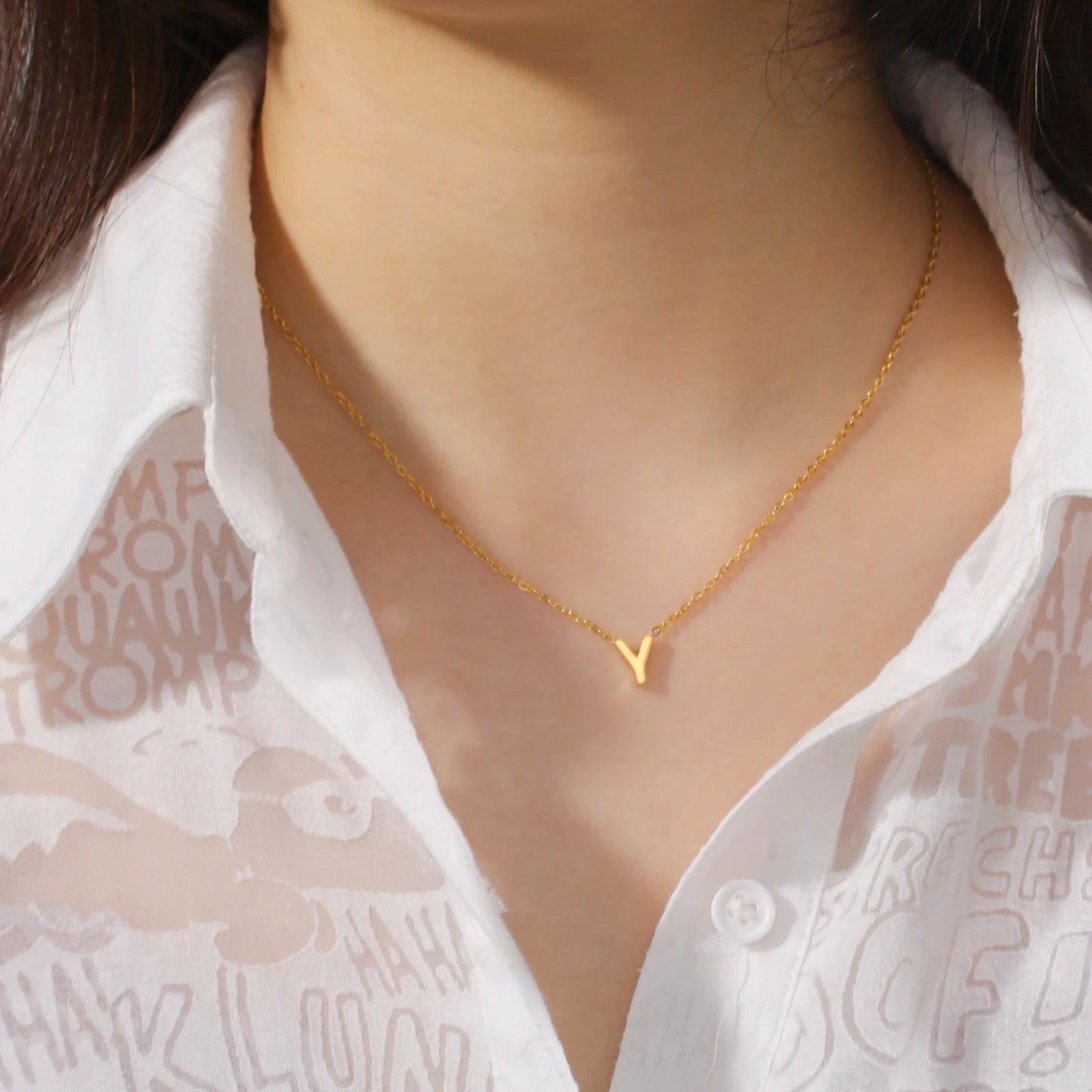 Minimalist Initial A-Z Letter Necklace - Accessory 