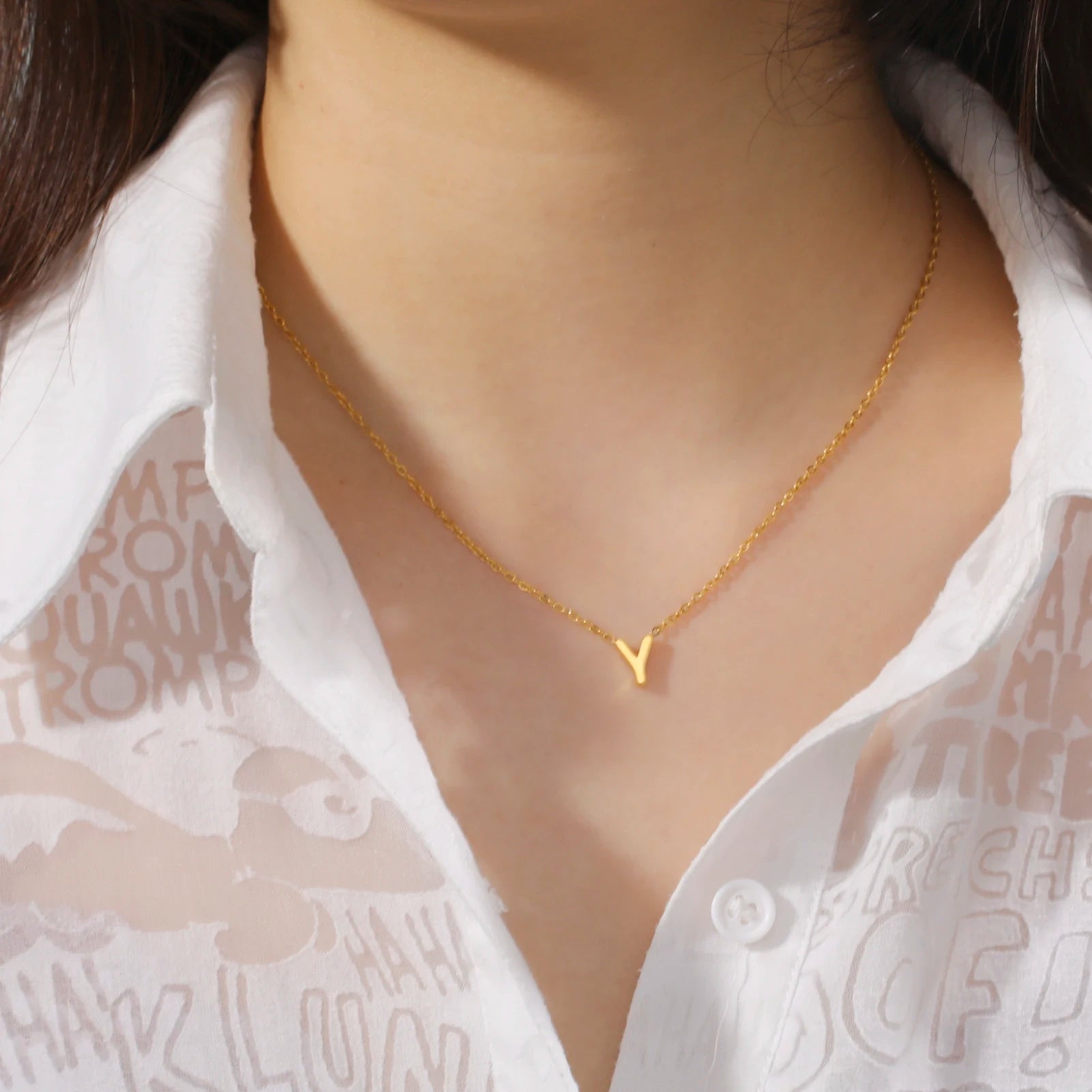 Minimalist Initial A-Z Letter Necklace - Accessory 