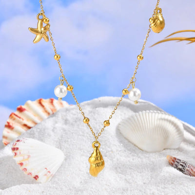 Beach Pearl Pendant Necklaces