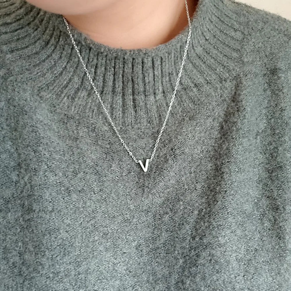 Minimalist Initial A-Z Letter Necklace - Accessory 