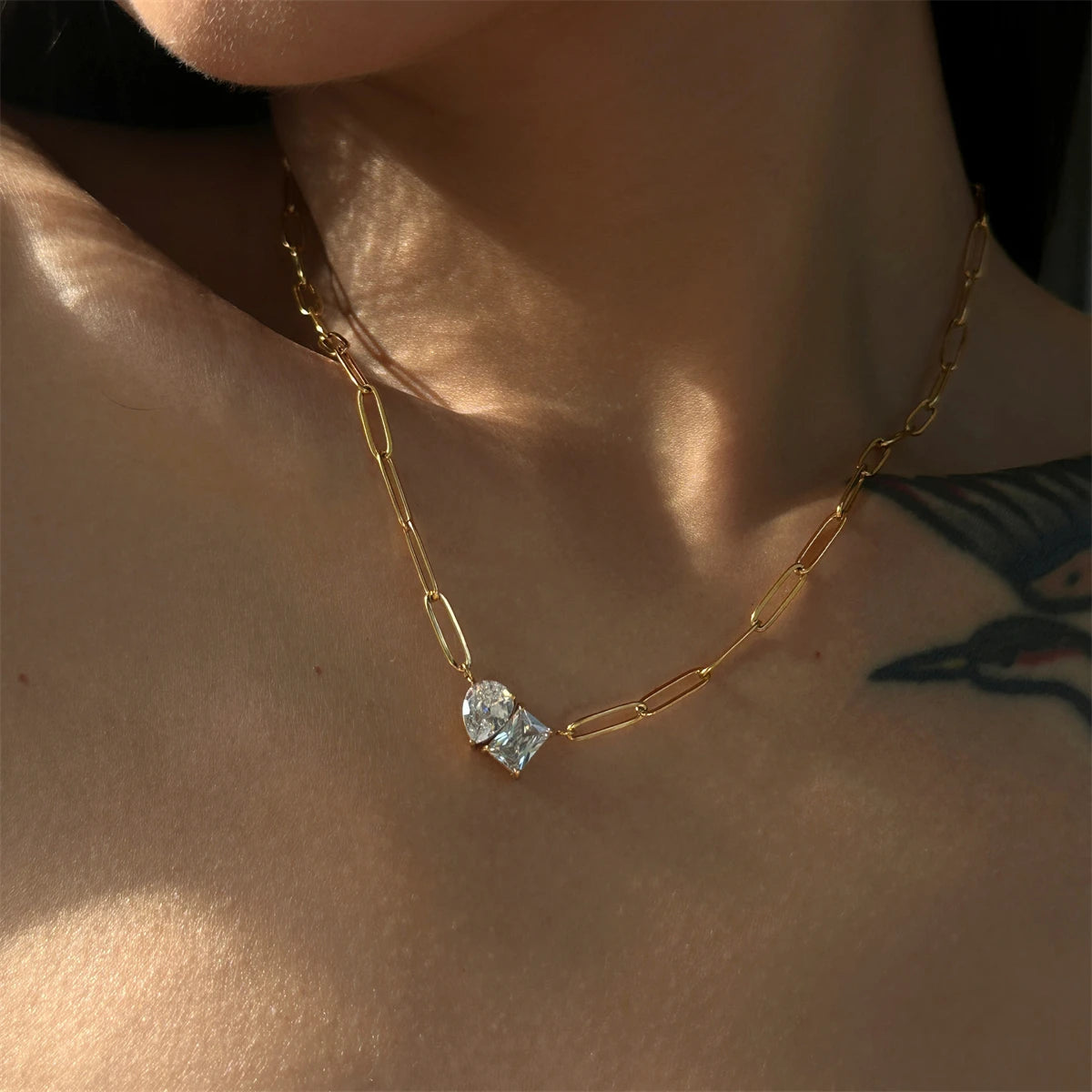 Pear shaped Square Zircon Necklace - Accessory 