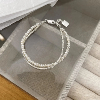 Double Layer Pearl Bracelet - 925 Silver