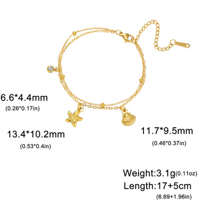 Cazador Starfish Seashell Charms Bracelet