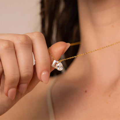 Pear shaped Square Zircon Necklace - Accessory 