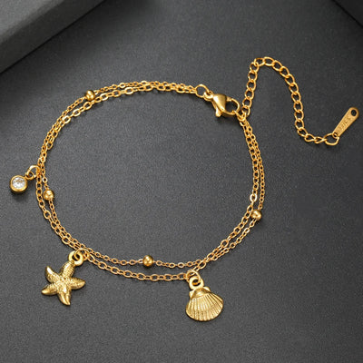 Cazador Starfish Seashell Charms Bracelet