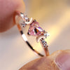 Elegant Pink Crystal Heart Stone Ring