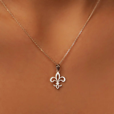 Fleur de lis Necklace Pendant - Gold plated sterling silver exquisite