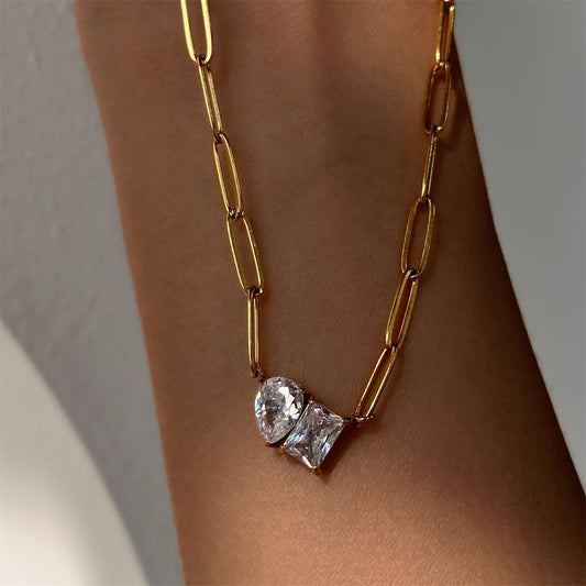 Pear shaped Square Zircon Necklace