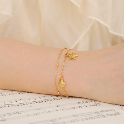 Cazador Starfish Seashell Charms Bracelet