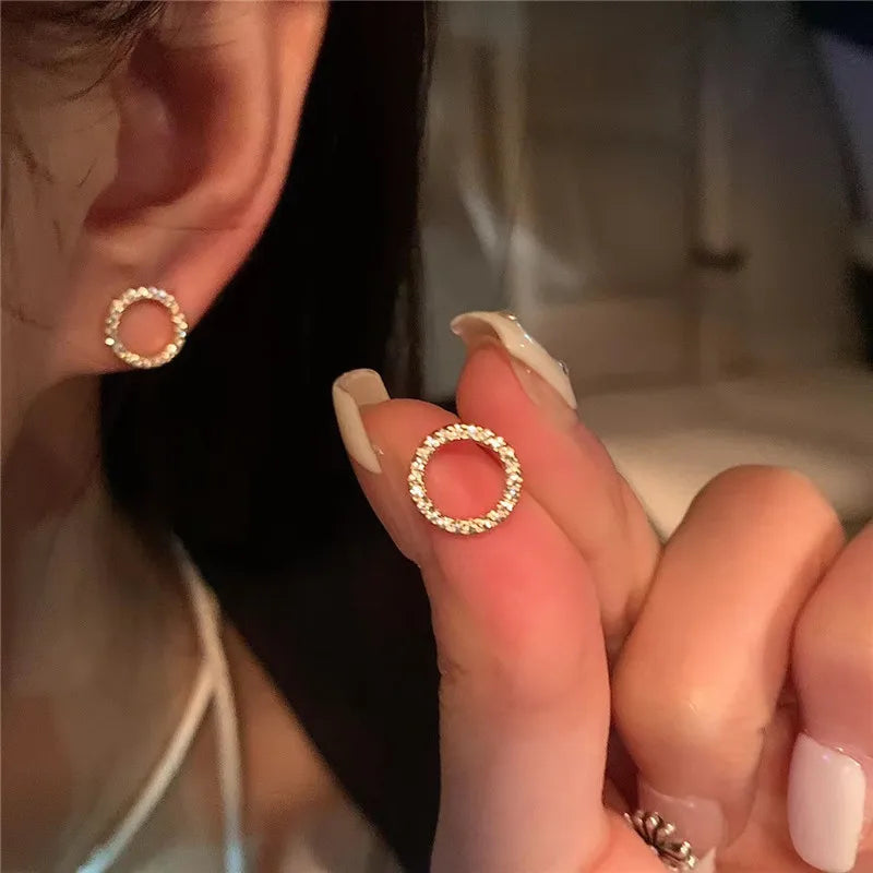 Delicate Small Circle Stud Earrings - Accessory 