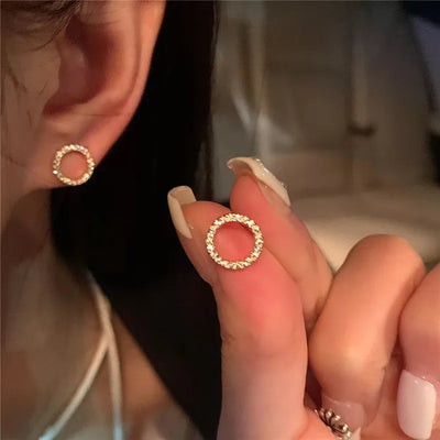 Delicate Small Circle Stud Earrings