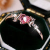 Elegant Pink Crystal Heart Stone Ring